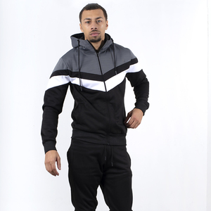 Chaqueta de Color contrastante para hombre, Sudadera con capucha ajustada, cremallera, informal, de manga larga, deportiva, 2021 - Product Image 1