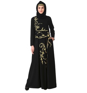 Abaya noire en rayonne, longue, à manches longues, ample, modeste, brodée, pour les fêtes et la prière, ODM - Product Image 1
