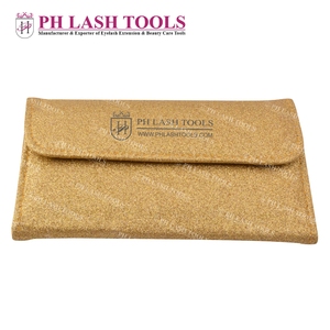 Gold Rexine Case With <b>Magnetic</b> Button For 4 Pieces Tweezers, Gold Eyelash Extension Tweezers Set Private Label, Eyelash Tweezers - Product Image 5