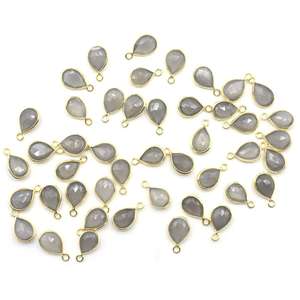 Piedra lunar gris con forma de pera, bisel de Plata de Ley 925, colgante chapado en oro, fabricación de joyas hechas a mano - Product Image 3