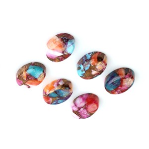 Cabochon à dos plat de haute qualité, 12x16mm, pour décoration de maison, Orange, violet, cuivre, Turquoise, forme ovale, lisse, pierre précieuse - Product Image 6