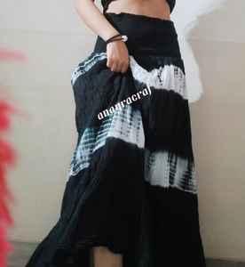 กระโปรงยาวมัดย้อมเอวสูงสำหรับใส่ไปทะเลของผู้หญิงลายลูกไม้ตกแต่งสไตล์หวานสำหรับวันหยุดพักผ่อน - Product Image 2