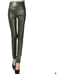 Klalien-pantalon Slim en Faux cuir pour femme, Leggings Slim en polaire épais, mode automne-hiver 2021 - Product Image 4