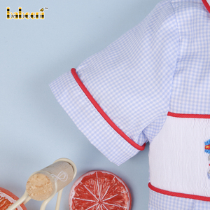 Combinaisons de luxe pour bébés garçons à motifs géométriques élégants, vêtements de détente, fermeture à boutons, broderie artisanale personnalisée OEM/ODM - BB2865 - Product Image 4
