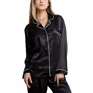 Pijama de 2 piezas de manga larga para mujer, ropa de dormir de satén de seda, de diseño, de manga larga - Product Image 1