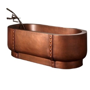 อ่างอาบน้ำเป่าลมทองแดงโบราณแบบแฮนด์เมดพื้นผลิตจากโลหะผู้ผลิตอินเดียสำหรับผู้ใหญ่ - Product Image 1