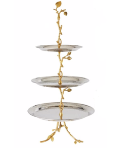 Support à gâteau décoratif en métal doré, pour mariage et fêtes, personnalisé, moderne, de service à pâtisserie, à bas prix - Product Image 3