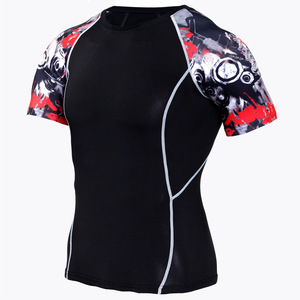 T-shirts de compression à manches courtes imprimés pour hommes, vêtements décontractés, bas quantité minimale de commande, prix de gros - Product Image 6