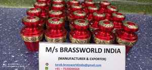 Souvenir rouge brillant, urne de crémation, fournitures de funérailles, brasworld inde - Product Image 4