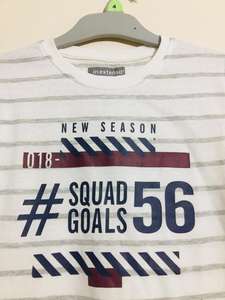 Stock Bangladesh T camisas de etiquetas niños huellas de manga larga con cuello redondo y a rayas T Shirts Casual trajes de algodón camisa - Product Image 4