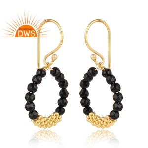 ลูกปัดพลอยโอนิกซ์สีดำต่างหูเงินดีไซน์เนอร์สำหรับผู้หญิงของขวัญสำหรับคอลเลกชันคลาสสิกของเธอ - Product Image 2