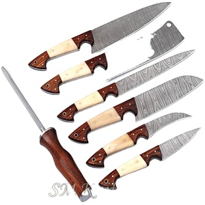 Juego de cuchillos de cocina de acero damasco Original, hechos a mano, con cuchilla para picar, 6 piezas, Smk2022 - Product Image 2