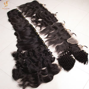 Cheveux naturels en gros, couleur naturelle, lisses, ondulés, avec fermeture en dentelle HD, frontal, raie libre, raie au milieu, raie en trois parties, Remy Virgin Vietnam - Product Image 4