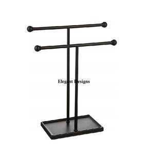 Elegante soporte de joyería de dos niveles de metal doble de diseñador, soporte hecho a mano con recubrimiento en polvo negro, soporte de joyería de lujo más vendido - Product Image 1