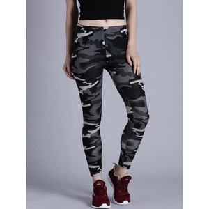 เลกกิ้งผ้าสแปนเด็กซ์เอวสูงน้ำหนักเบาลายพรางพิมพ์ลวดลายลวดลายสำหรับโยคะและยิมผ้าถักโลโก้ - Product Image 2