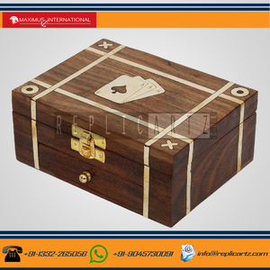 Classic Wooden <b>Playing</b> <b>Card</b> Holder Box Double Deck Storage Case Handmade Brown Decorative Game Box Educational Toy Kids Adults - Product Image 3