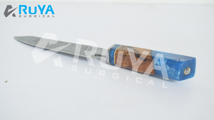 Cuchillo de Chef Japonés Hecho a Mano con Hoja Afilada de Acero Damasco de 8 Pulgadas, Acero VG-10 AUS-10, Mango de Madera Color Resina Azul, CE Restaurantes - Product Image 2