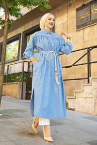 Robe Hijab de style arabe pour femmes, tenue islamique en Denim, robes turques modeste, mode Abaya, nouvelle collection - Product Image 6