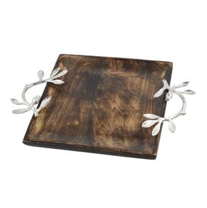 Plateau de service en bois personnalisé avec poignée en métal Exportateur Nouveau design Plateau de service en bois d'acacia fait main avec poignée en métal - Product Image 4