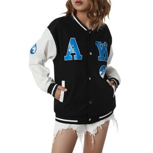 Chaqueta de béisbol con logotipo bordado para mujer, ropa deportiva informal de Algodón 100% con logotipo personalizado, abrigos Bomber para mujer, chaqueta de Universidad - Product Image 4