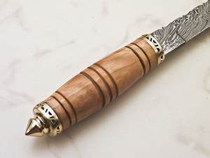 Ensemble de couteaux à filet en acier Damas avec manche en bois Lame en acier au carbone pour la cuisine et le boucher Comprend une gaine - Product Image 4