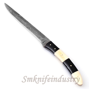 New Custom Hand Forged Damascus Fillet Fishing knife With leather Sheath cover (smk1633) - Product Image 4