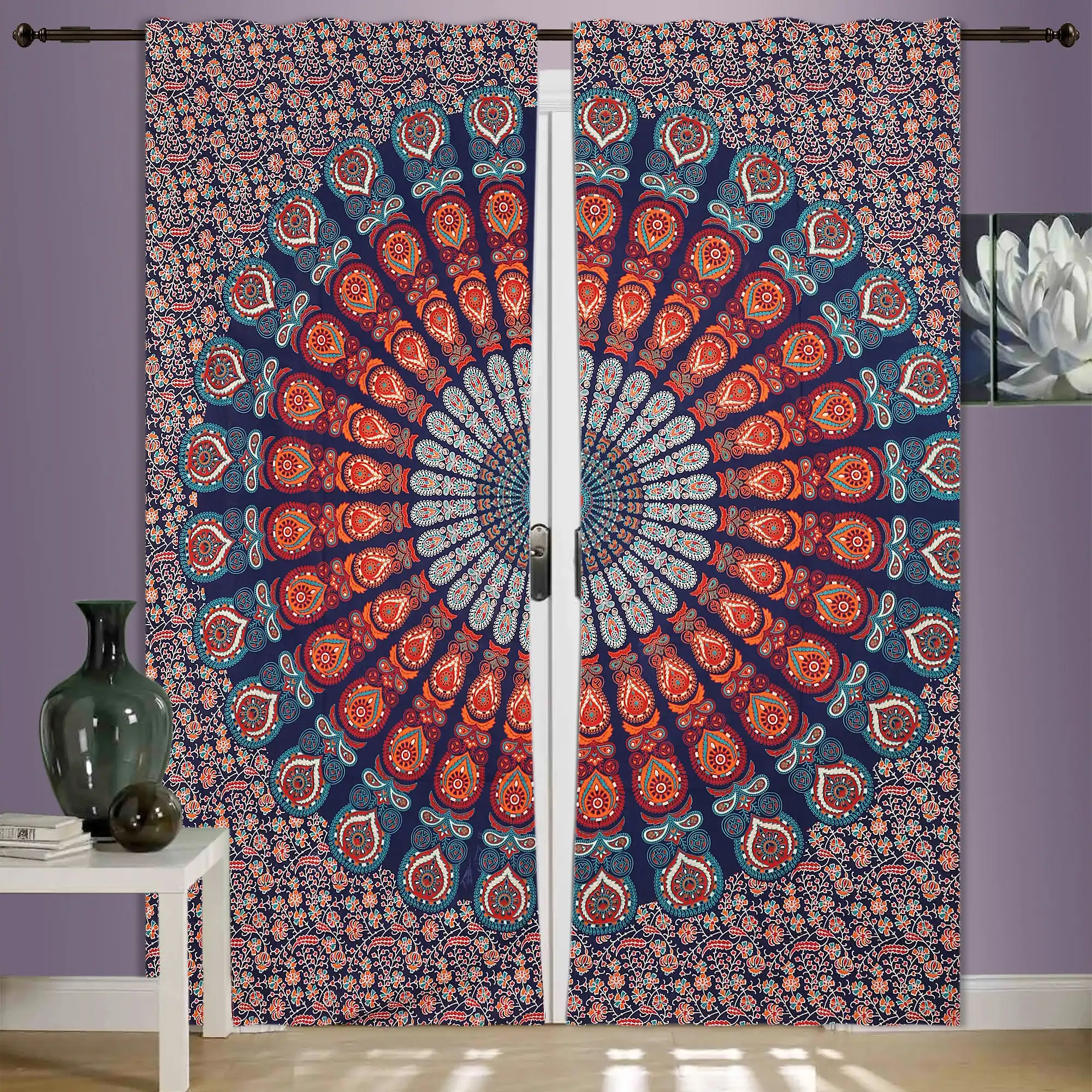 Ombre Mandala Big Curtain Wall Hanging Curtain Door Window Cover Valance Drape Multiple Color
