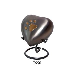 Brass Heart Keepsake Urn in Velvet <b>Box</b> with Gold Finishes <b>Small</b> Brass Metal Cremation Funeral Urn for Human Ashes - Product Image 4