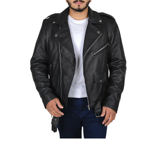 Veste en cuir pour hommes de qualité Pro respirant hiver manches régulières avec fermeture éclair double poches grande taille en vente - Product Image 6