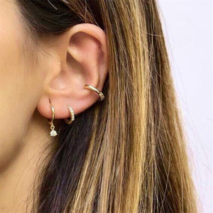 Orecchini ROXI in Oro 14k e Argento Sterling S925, Design Geometrico Rotondo con Micro-incastonatura di Zirconi, Gioielli Trendy per Donne - Product Image 4