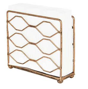 Servilletero de metal en estilo clásico con acabado dorado Ideal para el hogar Comedor Utensilios de cocina Bodas y ocasiones - Product Image 1