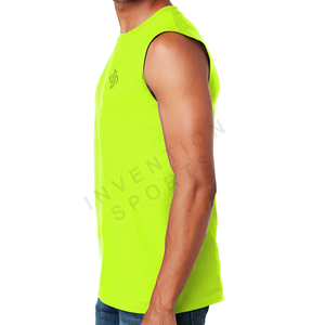 เสื้อยืดแขนกุดสำหรับผู้ชายเสื้อยืดฟิตเนสแบบเรียบผ้าฝ้าย100% ออกแบบได้เองสไตล์ลำลองระบายอากาศได้ดีถักนิตติ้ง - Product Image 2