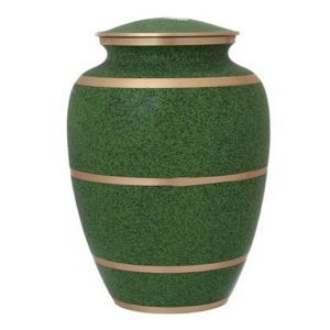 Belles urnes de cendres en marbre vert avec des bandes finies en or fournitures funéraires urnes en métal pour la crémation fabriquées en Inde - Product Image 1