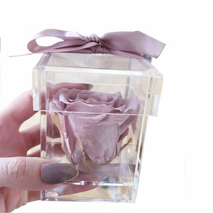 Acrylic Box Gift Custom Acrylic Rose Flower Box Wedding Gift Box Lucite Valentine Rose Box