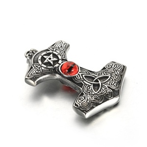 Men's jewellery casting bule <strong>eye</strong> <strong>thor</strong> hammer necklace jewelry anti-sliver pendant Customized design - Product Image 5