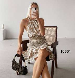 Vestido corto femenino de verano con estampado Floral, minivestido playero bohemio con manga corta y volantes para mujer, 2021 - Product Image 1