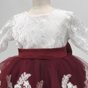 Vestido personalizado para recién nacido, Blanco Borgoña, alta calidad, fiesta de boda, 1 año de cumpleaños, venta al por mayor - Product Image 5