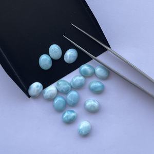 Cabujón semiprecioso suelto ovalado liso de piedra Larimar azul Natural de 8mm y 10mm de proveedor de piedras preciosas a precio de fábrica al por mayor - Product Image 4