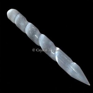 Baguette en spirale sélénite avec un point latéral guérissant les produits Fengshui - Product Image 2