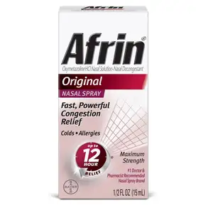 Afrin spray original de alívio da congestão nasal, alívio de alergia fria (0.5 garrafa de onça)