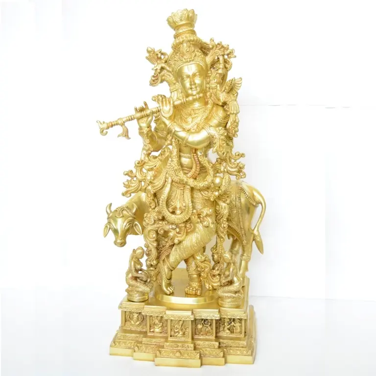 brass metal Krishna Statue Custom Hindu Idol of Love and Divine Joy Krishna Statue home decoration gift item sculpture