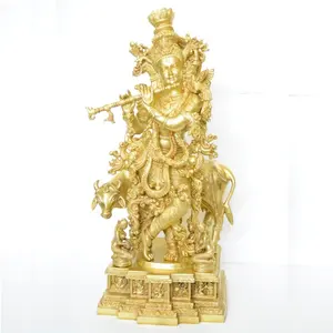 Statua di Krishna in metallo ottone personalizzato idolo indù dell'amore e della gioia divina statua di Krishna decorazione della casa articolo regalo scultura