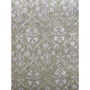 Sage Green <b>White</b> Block Print Fabric Cotton Cloth Light Weight Summer Womens Clothings - Product Image 3