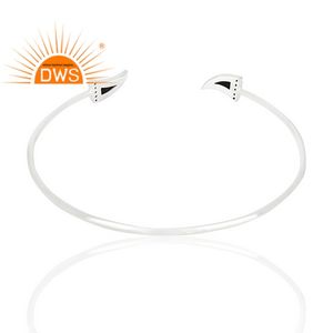 Dark Black Onyx <b>Gemstone</b> <b>Bracelet</b> Tooth Horn Fine Sterling Silver Designer Cuff <b>Bracelet</b> Jewelry Supplier Classic Collection - Product Image 3