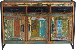 Aparador de Madera Reciclada de Estilo Contemporáneo, Muebles Modernos de Lujo, Inspirado en el Estilo Vintage, para Comedor, Sala de Estar, Almacenamiento de Hierro, Hoteles - Product Image 2