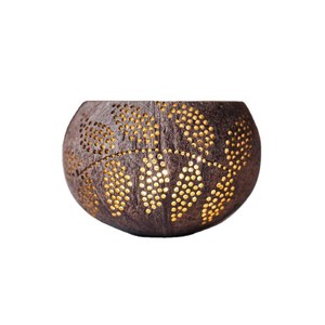 Best Seller Modern Metal Candleholder Handcarved Coconut <b>Tealight</b> <b>Holder</b> Glass Leaf Home Decoration Christmas Occasions Vietnam - Product Image 1