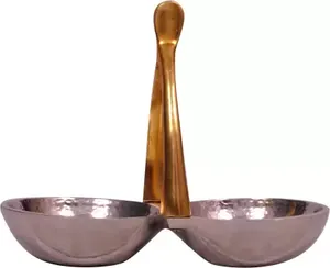 Cuenco de Metal de lujo de 3 niveles con tuercas decorativas Fechas Rama niquelada Cuenco DE SERVICIO DE ACERO INOXIDABLE al por mayor para fiestas - Product Image 4