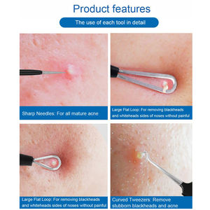 LA ELAHI Kit d'outils de soins de la peau Source de lumière Dissolvant de points noirs et de points blancs Nettoyant pour pores et extracteur de comédons pour le visage et les mains - Product Image 5