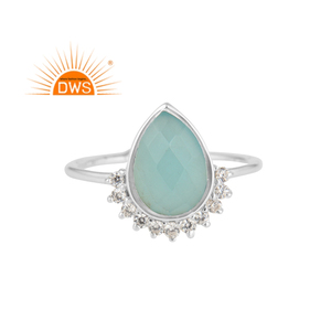 Superventas Plata de Ley 925 Natural Aqua Calcedonia y piedras preciosas Cz joyería personalizada para mujeres regalo para ella - Product Image 1