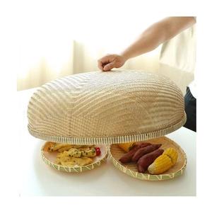 Couvre-plat rectangulaire en bambou avec filet blanc - Product Image 6